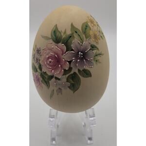Hand painted Moriage Porcelain Easter Egg with Pink Roses Spring Decor